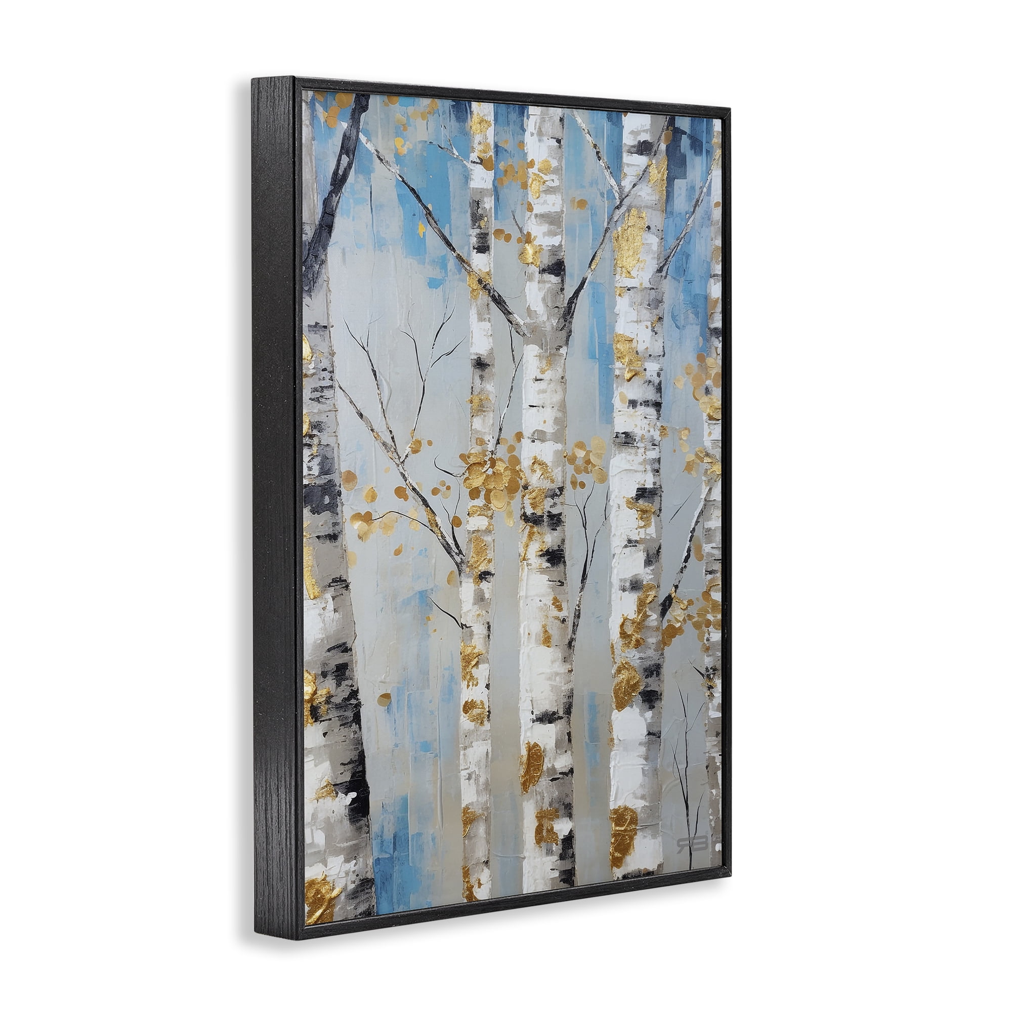 Stupell Industries Birch Trees Foliage Landscape Painting Black Framed Art Print Wall Art, 12 x 18