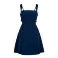 thumbnail image 4 of Vestido elegante de color liso para mujer: escote en V profundo, mangas con volantes, lazo en la espalda, vestido informal de fiesta para ocasiones veraniegas., 4 of 8