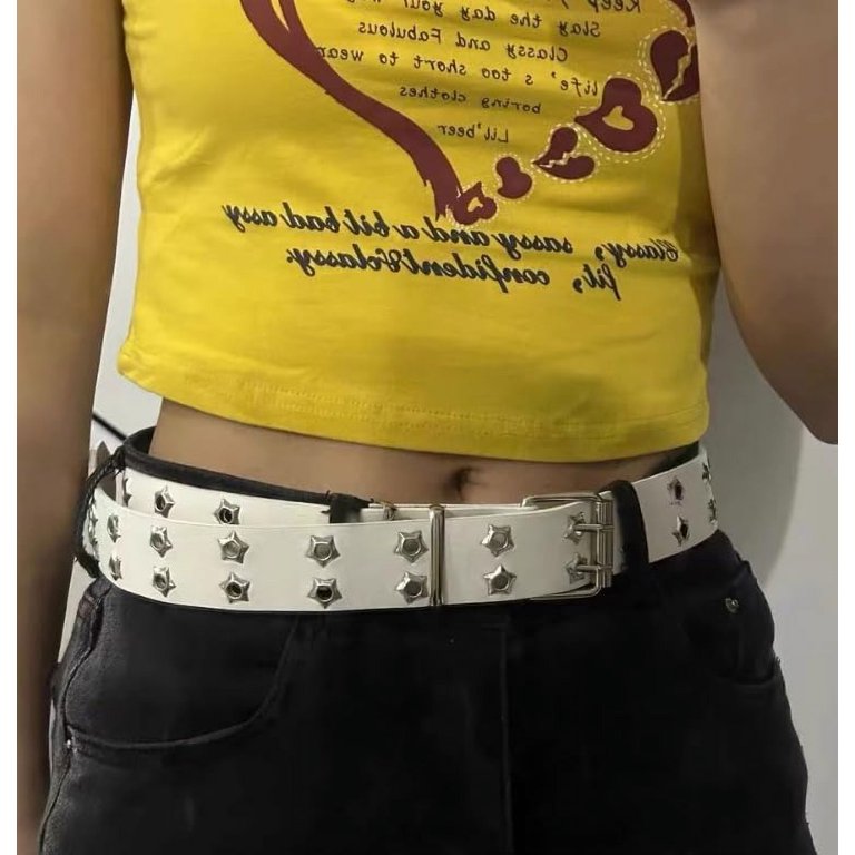 Fairy Grunge Leather Belts Y2K Women Star Punk Goth Buckle