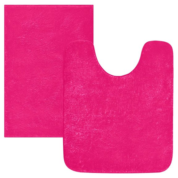 Ryvnso Deep Pink Bathroom Shaggy Rugs Toilet Mat Soft Contour Rug