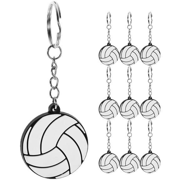 White Sports Volleyball Keychains Portable Mini Key Pendants for Decoration 10 Pieces