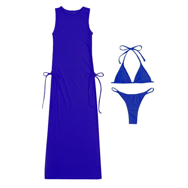 GWAABD Bikini Clothes 2023 Solid Corlor 3 Piece Bikinis Set Woman ...