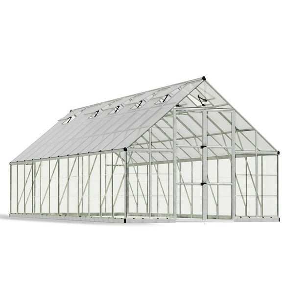 CANOPIA par PALRAM Balance Ensemble de serre 10 pi x 24 pi - Structure argentée et panneaux hybrides