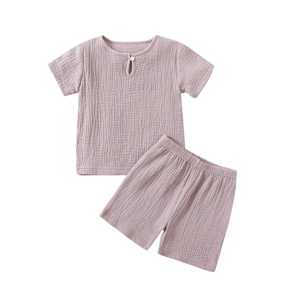 vdgthytj Toddler Baby Boy Girl Summer Clothes Kids Crewneck Short Sleeve Top Shirt and Shorts 2PCS Matching Outfit