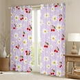 thumbnail image 2 of Manfei Kawaii Daisy Floral Black Out Curtains,Cute Cartoon Cherry Curtains Pack of 2 (42x63 Each),Red Cherry Bedroom Curtains For Girl,Breathable Home Decor, 2 of 6