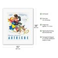 thumbnail image 2 of Winter Fun in Austria (Plaisirs d’hiver en Autriche) - Children Sledding - Vintage Travel Poster c.1952 - Fine Art Rolled Canvas Print 11in x 14in, 2 of 4