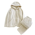 thumbnail image 2 of Pajamas for Women Set Women'S Solid Color Zipper Lamb Fleece Casual Long Sleeve Top Loose Pants Home Set Vacation Outfits for Women, 2 of 4