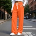 thumbnail image 5 of ZHYou No Boundarie Pants for Women Waffle Knit Drawstring High Waist Wide Leg Baggy Fit Casual Trousers with Pockets,Orange,Size S, 5 of 7