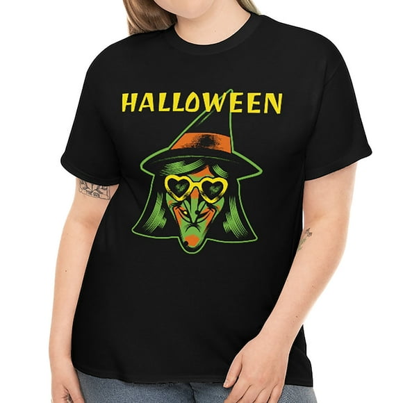 Chemise de Sorcière Halloween Tshirts Femmes pour Plus Size Femmes Sorcière Mal Costumes d'Halloween pour Plus Size Femmes