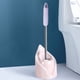 thumbnail image 1 of Cepillo de inodoro moderno y compacto, kit de limpieza de cuenco de baño con cerdas de mango largo, rosa, 1 of 8