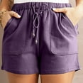 thumbnail image 2 of Besolor Plus Size Summer Shorts for Women Elastic Waist Drawstring Casual Loose Straight Leg Loungewear Shorts with Pockets, 2 of 7