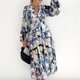 thumbnail image 1 of Faldas largas Vestido largo bohemio para mujer, vestido bohemio fluido de manga larga con estampado Floral y corte en A, vestido veraniego de moda con vuelo grande, ropa de playa Kuymtek Azul T XL para Mujer, 1 of 6