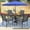 Gray Stackable Chairs, variant on SOLAURA 6-Piece Outdoor Patio Dining Set with Umbrella, Patio Furniture Set with Textilene Chairs, Metal Square Dining Table and Sky Blue Umbrella for 4 People, Black