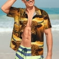 thumbnail image 5 of Lsque Sunset Sunflower Cow A pattern Hawaiian Shirt for Men, Unisex Summer Beach Casual Short Sleeve Button Down Shirts-Small, 5 of 9
