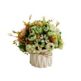 thumbnail image 2 of Luxcidy Faux Flowers with Vase, Artificial Silk Flowers in Ceramic Vase, Fake Flower Arrangement for Home Office Kitchen Bathroom Coffee Dining Table Centerpiece Decor (Green), 2 of 6