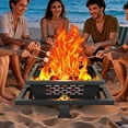 thumbnail image 4 of 36 inch fire Pit, Square Outdoor Fire Pit with Poker, Wood Burning Fire Pit for Camping, Backyard, Patio, 4 of 13