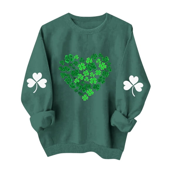 Craaazy Women's Crewneck Long Sleeve Sweatshirts St. Patrick's Clothes Gifts