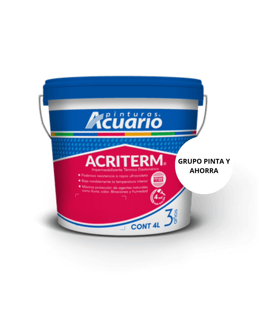Impermeabilizante Pinturas Acuario Acriterm 3 Años 4 Litros Blanco ...