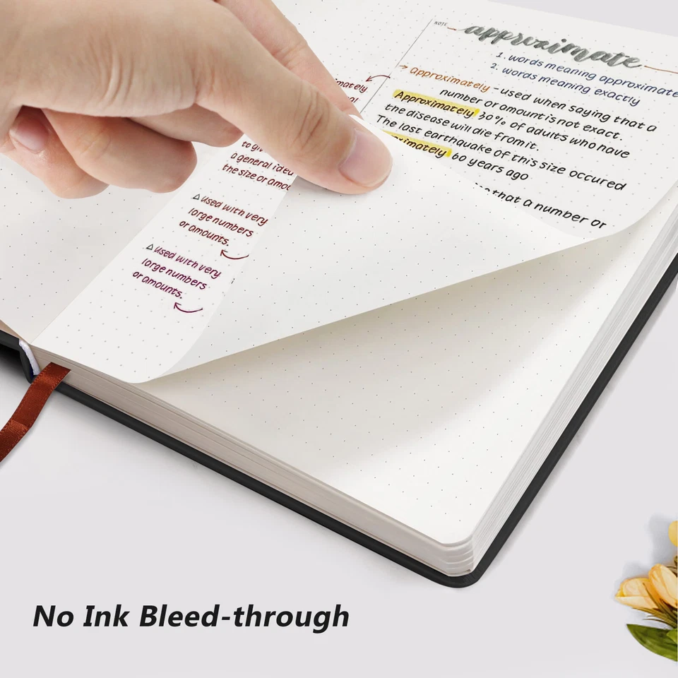 A6 Dotted Journal Notebook With Pen Holder Hardcover Dot Grid Notebook +Stickers