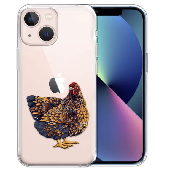 WIRESTER Soft TPU Clear Case Slim Protective Cover for Apple iPhone 13 6.1" 2021, Golden Wyandotte Chicken