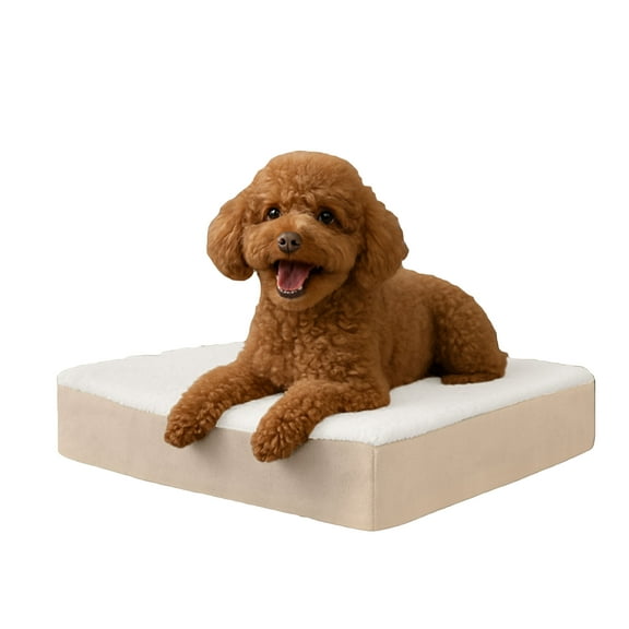 PETMAKER Orthopedic Memory Foam Orthopedic Pet Bed With Sherpa Top - Tan