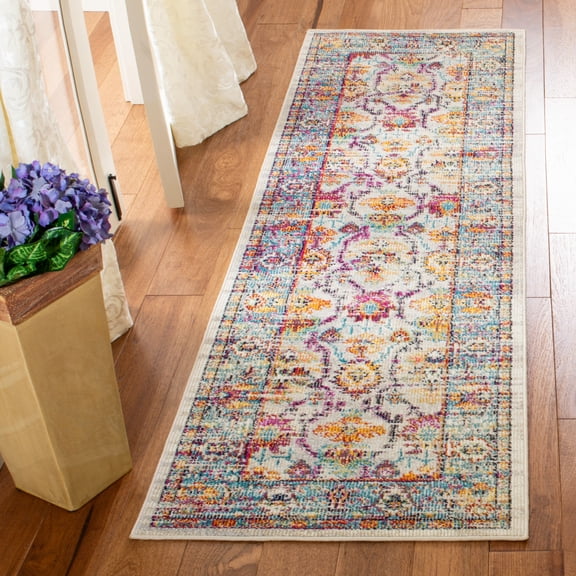 SAFAVIEH Crystal Katriona Oriental Runner Rug, Cream/Teal, 2'2" x 5'