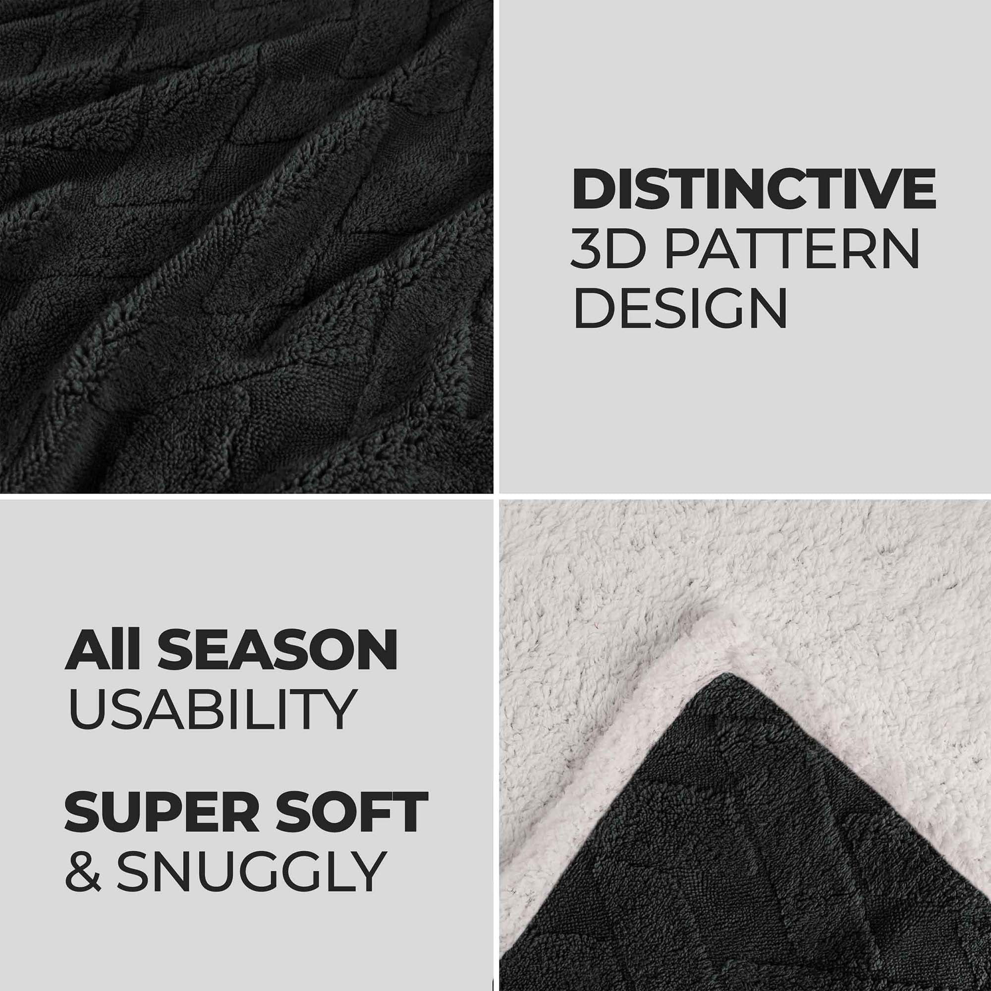 Superior Nuuk Fleece Reversible Lattice Blanket, Twin, Black