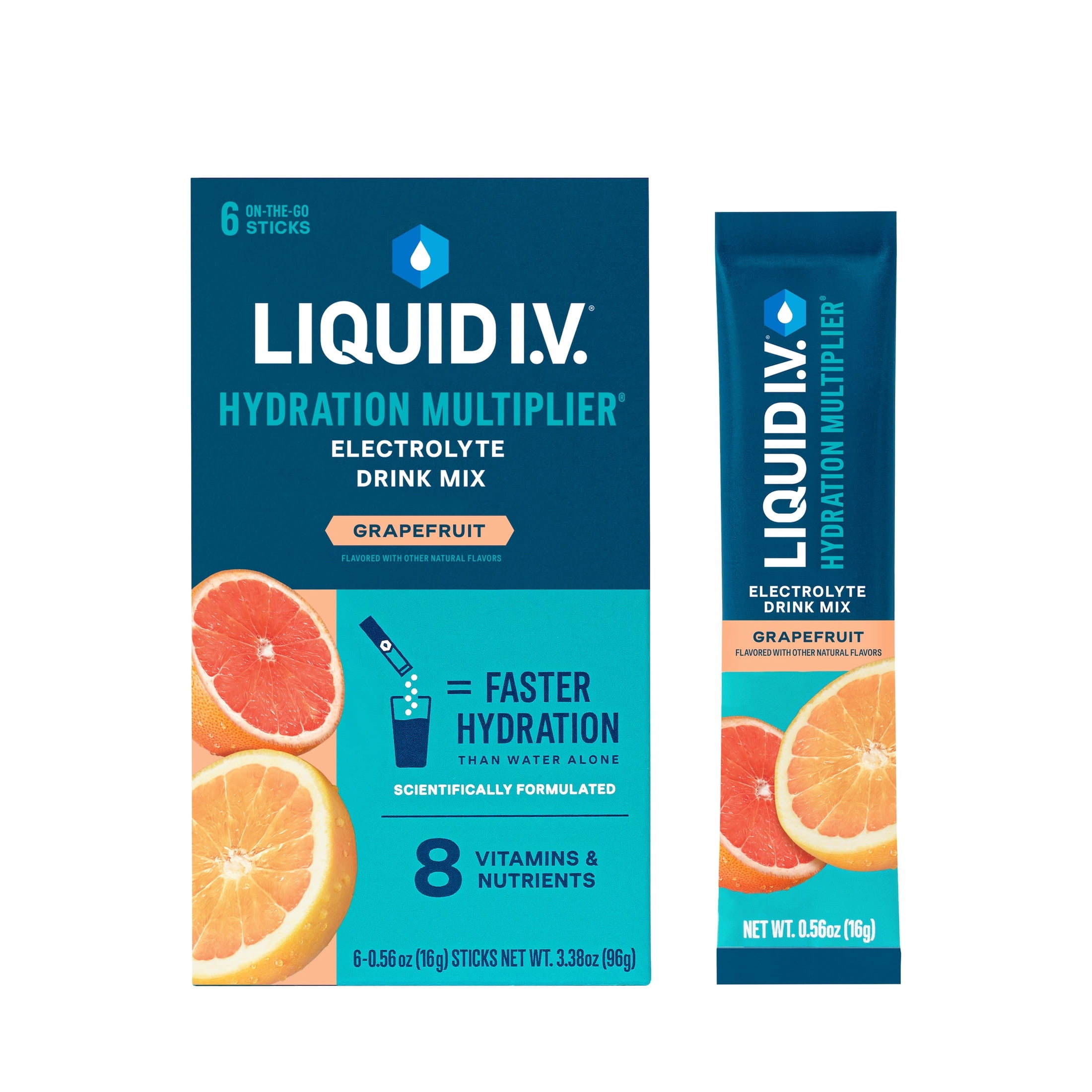 (8 pack) Liquid I.V.® Grapefruit Hydration Multiplier® Powdered Electrolyte Drink Mix, 6 Count Packets