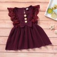 thumbnail image 3 of AMERTEER Robe d'Été Sans Manches en Coton et Lin pour Bébé Fille Robe Décontractée à Bords en Dentelle Robe Nœud, 3 of 6