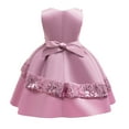 thumbnail image 3 of 3T Baby Girls Dress Toddler Girls Princess Dress Party Dress 4T Girls Sleeveless Solid Color Sequins Dress Pink, 3 of 7