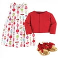 thumbnail image 2 of Little Treasure Baby Girl Cotton Dress, Cardigan and Shoe 3pc Set, Glitzmas, 9-12 Months, 2 of 2