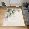 thumbnail image 2 of Flowers Turkish Area Rug, Buds Leaf at the top Left Corner Season Celebrating Theme Illustration, Soft Carpet for Living Room Decor, 4' X 5.7', Jade Green White, by Ambesonne, 2 of 4