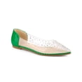 thumbnail image 1 of BLISSFUL STEP Women's Pointed Toe Clear Rhinestone Ballet Flats Green (Size 7.5), 1 of 7