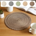 thumbnail image 7 of Round Braided Placemats Set of 1, Washable Placemats 15 Inch Natural Style Woven Cotton Placemats, Table Mats for Dining Table Party Holiday Banquets (Green), 7 of 7