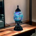 thumbnail image 4 of SILVERFEVER Egg Shaped Mosaic Lamp Turkish Glass Moroccan Lantern Room Decor Night Light for Bedroom, Living Room Dcor w LED Bulb Blue Shades, 4 of 8