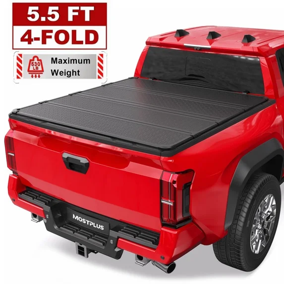 Open Box 4-Fold 5.5FT Hard Truck Bed Tonneau Cover for 2007-2013 Toyota Tundra On Top