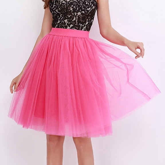 Skirts for Women Skirt Product Women Skirts Knee Length Long Adult Tutu Layered Short Prom Party Midi Skirt Hot Pink M