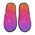 thumbnail image 2 of KLL Holiday Shiny Slippers for Women Men House Slip on Indoor Outdoor Bedroom Furry Fleece Lined Ladies Comfy Anti-Skid Rubber Hard Sole-Medium, 2 of 8