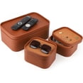 thumbnail image 3 of Faux Leather Decorative Storage Boxes Set of 3 with Lids Dustproof Organizer Bins for Home Office Jewelry, 3 of 8