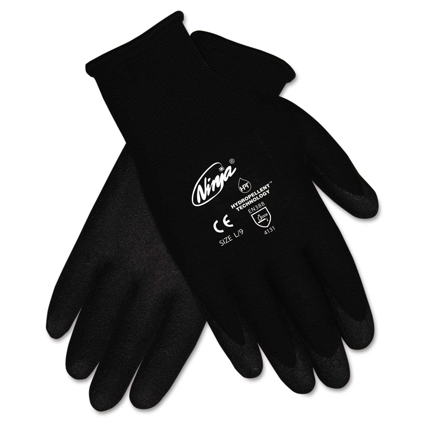 MCR Safety Ninja HPT PVC coated Nylon Gloves, X-Large, Black, Pair -CRWN9699XLDZ