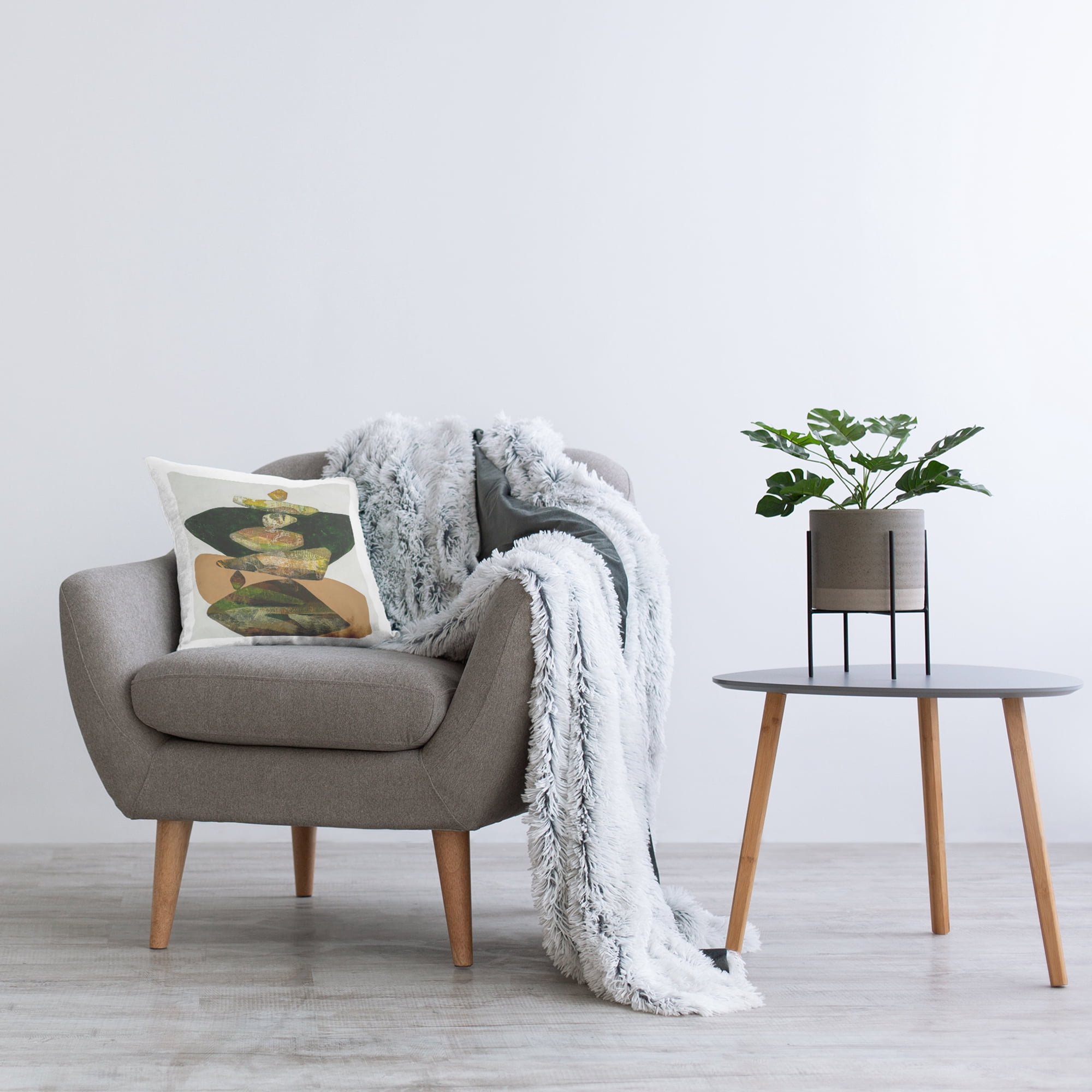 Stupell Industries Zen Stacked Rocks Shapes Printed Throw Pillow Design by Ruth Fromstein