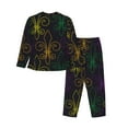 thumbnail image 2 of Goofa Mardi Gras Carnival Printed Women’s 2 Piece Pajama Set Super,Pajamas Women's Long Sleeve Sleepwear Soft Button Down Loungewear Pjs Lounge Set Nightwear-Large, 2 of 9
