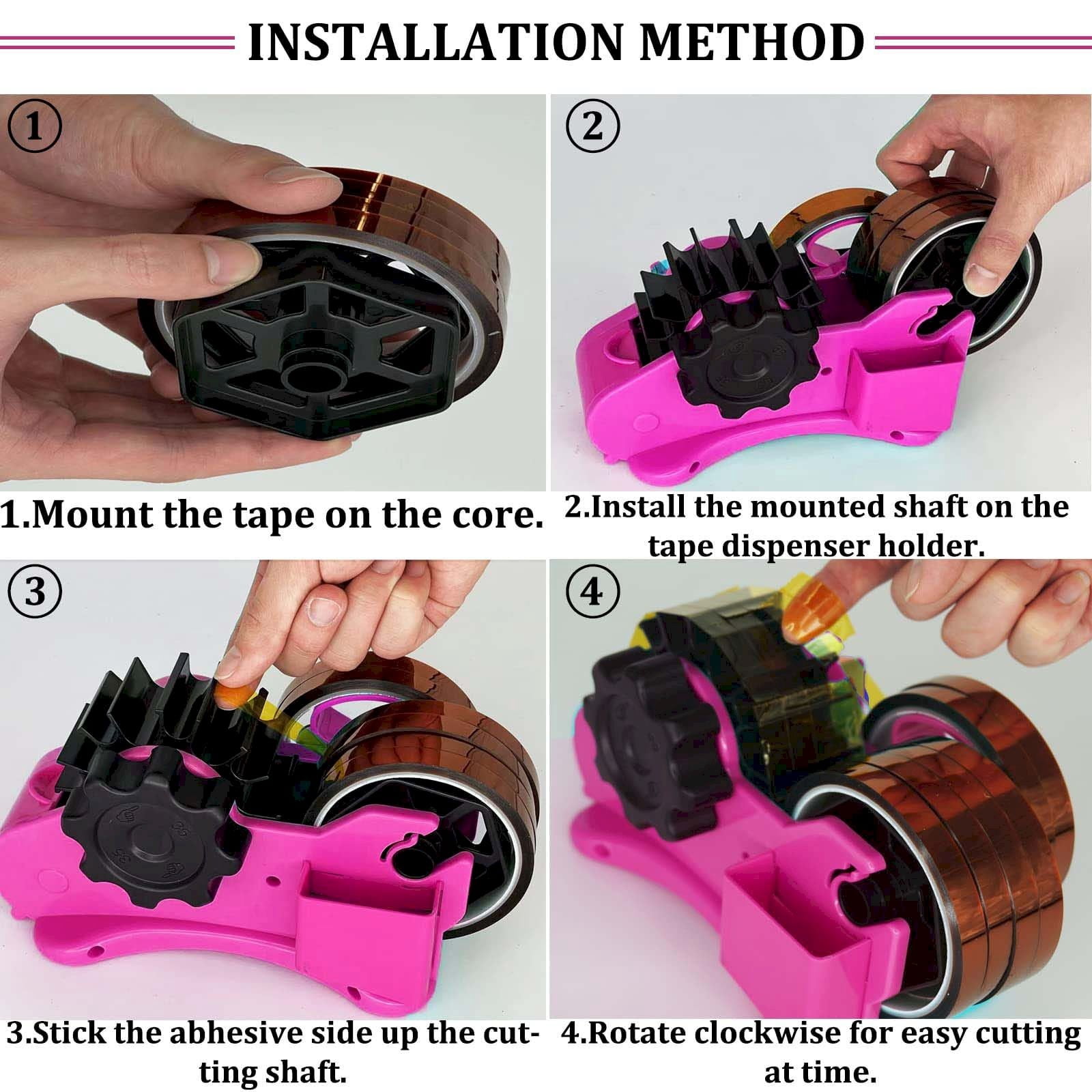 Heat Tape Dispenser Sublimation, Multiple Roll Cut Heat Tape Dispenser 1" and 3" Core Double Reel Cores Sublimation for Heat Transfer Tape, Semi-Automatic Tape Dispenser with Compartment Slots