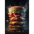 thumbnail image 3 of Póster de comida deliciosa, hamburguesa, perrito caliente, queso, verduras, carne de res, impresión en lienzo, pintura, arte de pared, imagen para sala de estar, decoración del hogar, 3 of 5