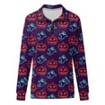 thumbnail image 4 of Femmes Causal Zip Pull Col Manches Longues Sweatshirts Halloween Print Activewear Veste de Course Vin XL, 4 of 5