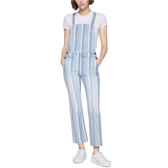 BCBG Womens 3-Tone Wide Leg Overall Casual Pants, Blue, 26