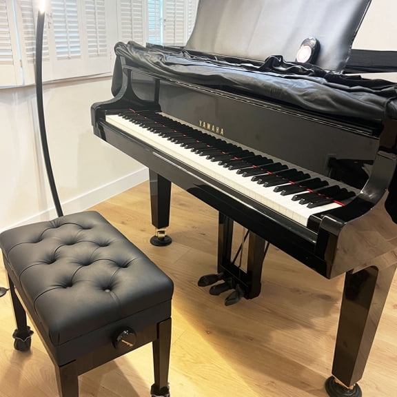 Adjustable Piano Bench Stool -  High-Gloss, Storage for Sheet Music, Imported Wood