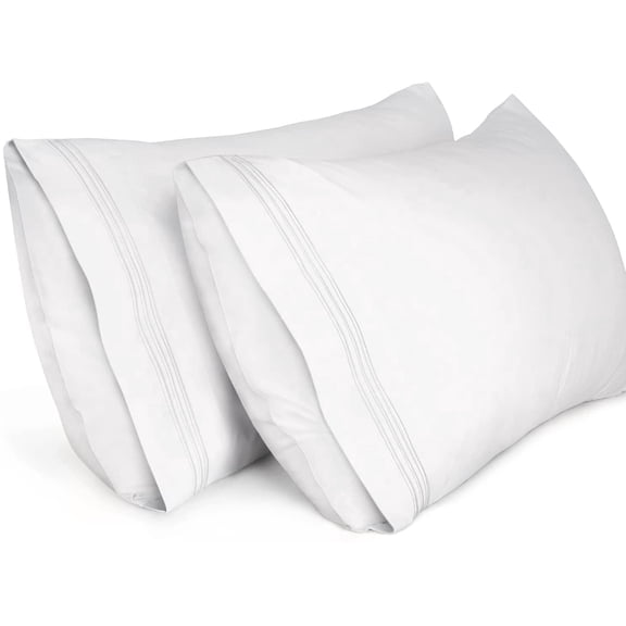 Lirex Pillow Cases Brushed Microfiber Standard Size 20x26, Set of 2, White