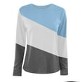 thumbnail image 4 of vdgthytj Hauts Grande Taille pour Femmes Manches Longues Col Rond Tuniques Mode Automne T-Shirts Amples à Blocs de Couleur, 4 of 5