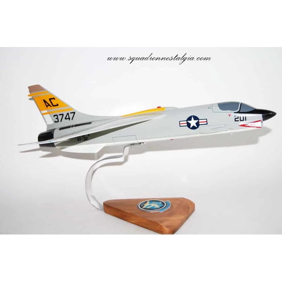 VF-32 Fighting Swordsmen F-8 (1962) Model,Vought F-8 Crusader,18",Mahogany Scale Model